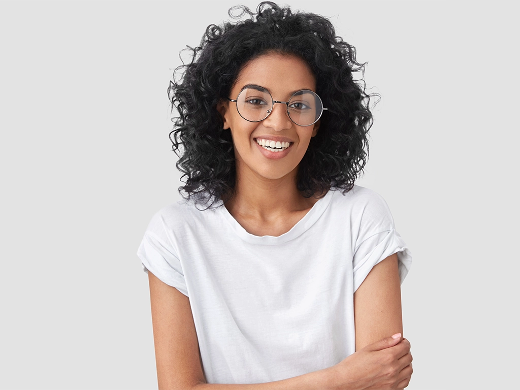 portrait of beautiful young female with big smile
